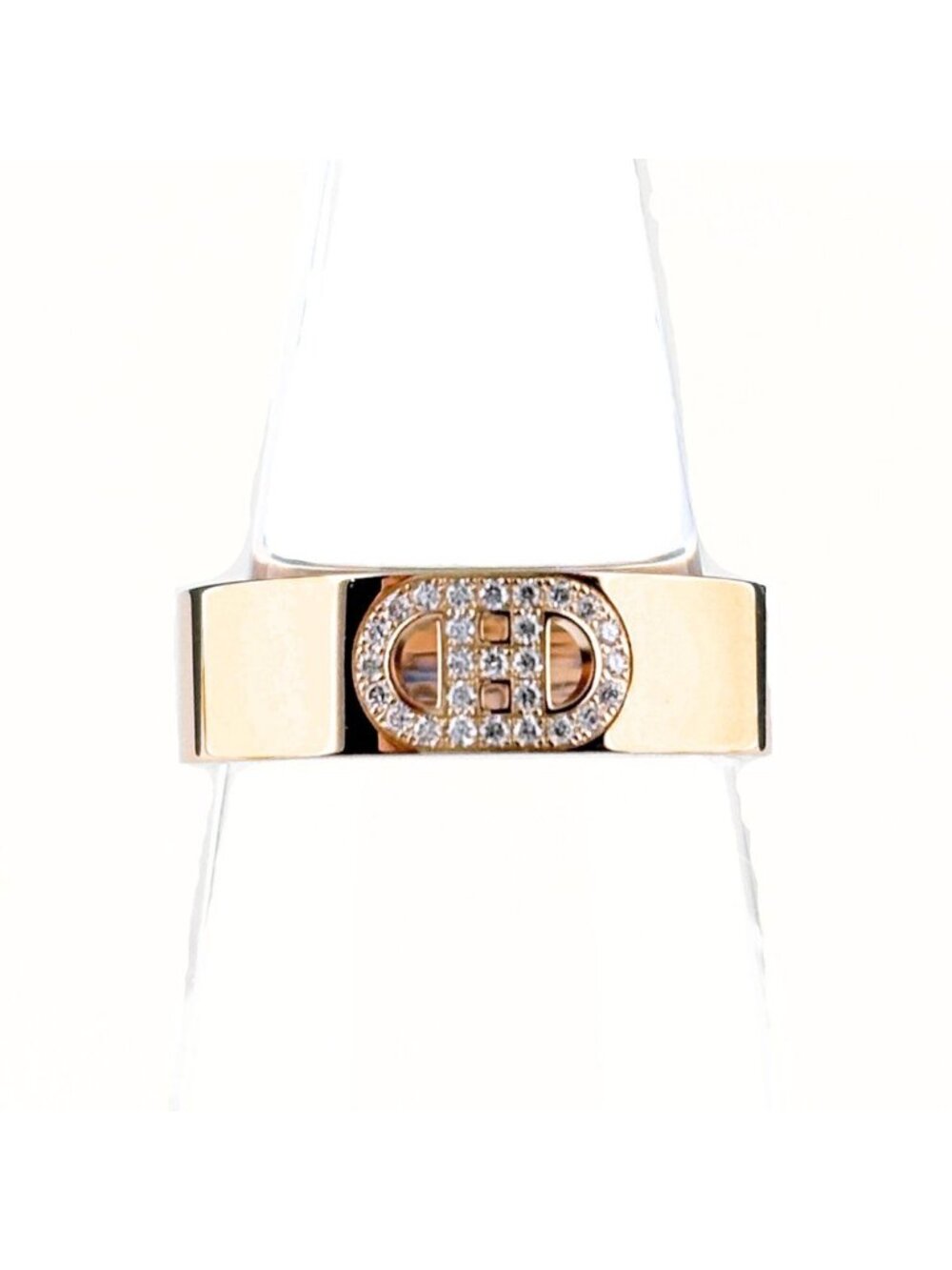 Hermes H D'ancre PM Pink Gold Ring Melee Diamond
